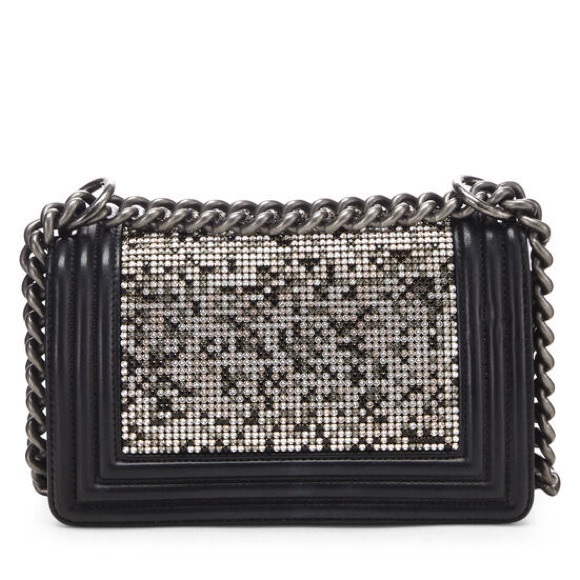 CHANEL Small Embellished Swarovski Crystal and Black Leather Boy Bag - Picture 7 of 11